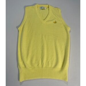 VTG Augusta National Golf Shop Masters Vest Mens Medium Yellow V Neck Sweater